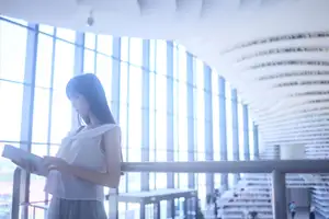 Shika Xiaolulu: Elegant Beauty in a Modern Library, A Captivating Serene View-6