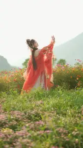 Ethereal Beauty: Xiao Shang Guan in Traditional Attire Amidst Gesang Flowers - YiTuYu Vol.8642-9