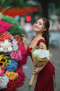 VGU No.63: Discover Vietnamese Beauty: Charming Girl Amidst Vibrant Flowers, A Smile That Captivates-6
