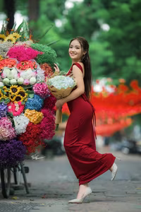 VGU No.63: Discover Vietnamese Beauty: Charming Girl Amidst Vibrant Flowers, A Smile That Captivates-5