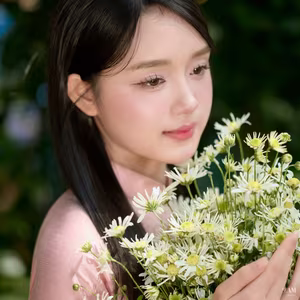 VGU No.49: Vietnamese Grace: Lady in Pink Ao Dai with Pure White Flowers-4