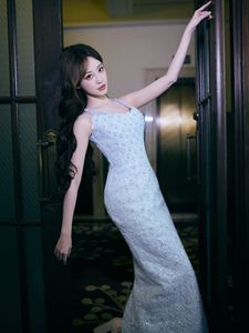 Sparkling Evening Gown: Elegant Woman's Graceful Fashion-1