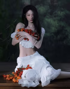 Jun Vu's New Photoshoot Goes Viral: Alluring Dewy Beauty with Cherry Tomatoes-8