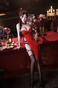 Coser Xiang Cao Miao Lu Lu's Alluring 2025 Spring Festival: Captivating Asian Beauty in Vibrant Red Attire-13
