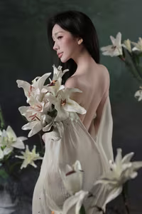 VGU No.34: Elegant Vietnamese Woman Amidst Pristine White Lilies-10