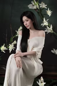 VGU No.34: Elegant Vietnamese Woman Amidst Pristine White Lilies-6