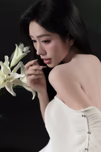 VGU No.34: Elegant Vietnamese Woman Amidst Pristine White Lilies-0