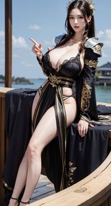 Mysterious AI Generated Female General in Elegant Gold Black Attire - AI Generated Part02-3