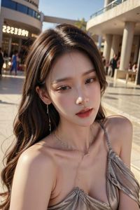 AI Generated Realistic Style: Glamorous Young Woman in Shimmering Evening Gown Urban Chic Fashion Model.-32