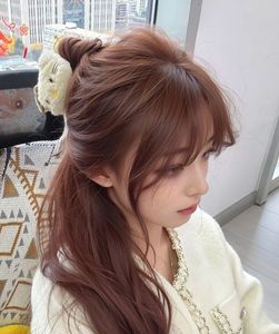 Charming Pretty Girl with Chestnut Brown Hair and Wispy Bangs - Cute Girl Photo-3
