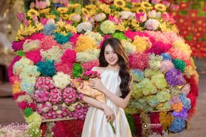 Radiant Vietnamese Girl Amidst a Sea of Vibrant Flowers-7