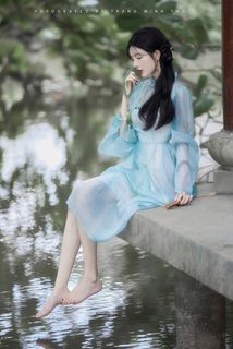 Captivating Traditional Portrait: Elegant Long-Legged Hot Girl in Dreamy Setting-5