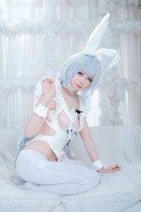 Alluring "Evil Bunny Girl" Cosplay in Pristine White.-10