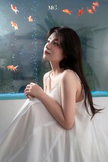 Dreamy Muse & Goldfish: Poetic Artistic Portrait-13