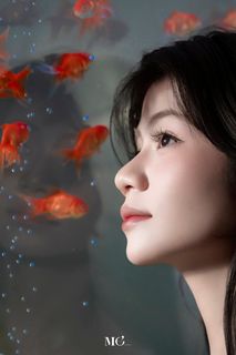 Dreamy Muse & Goldfish: Poetic Artistic Portrait-16