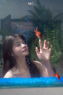 Dreamy Muse & Goldfish: Poetic Artistic Portrait-0