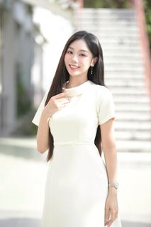 Stunning Vietnamese Girl Portrait: Elegant White Dress & Captivating Charm-6