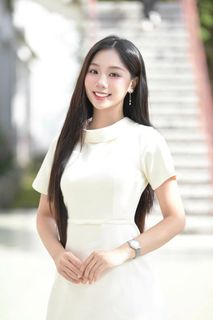 Stunning Vietnamese Girl Portrait: Elegant White Dress & Captivating Charm-7