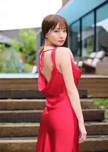 Natsuki Satonaka in Dazzling Red Dress: Explore Full Throttle Beauty from YJ PHOTO BOOK Task have Fun-0