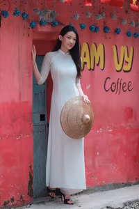 XVG No.52: Elegant Ao Dai Beauty in Hanoi Old Quarter Train Street Captivating Vietnamese Charm-0