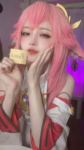 Yae Miko Genshin Impact Cosplay by Bao Zou Li Yu Wang Amidst Sakura Blossoms-17