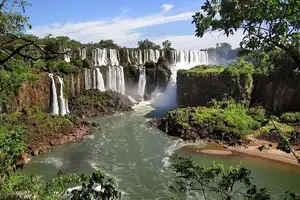 Admire Iguazu National Park: Incredible majestic Devil's Throat Falls scene at Brazil - Argentina border-0