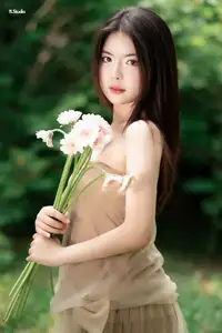 VGU No.167: Captivating Pure Beauty: A Gentle Young Woman and Flowers in Nature-4