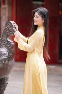 VGU No.132: Elegant Yellow Ao Dai Beauty Inspiring Vietnamese Cultural Grace-6