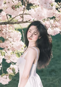 XVG No.37: Dreamy Young Woman Amidst Cherry Blossoms, Spring's Ethereal Beauty-0