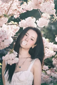 XVG No.37: Dreamy Young Woman Amidst Cherry Blossoms, Spring's Ethereal Beauty-3