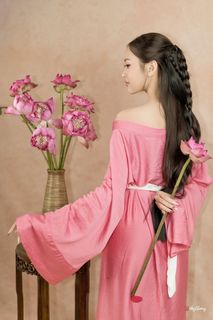 Graceful Young Woman in Pink with Lotus Flowers | Vietnamese Beauty Photo-2