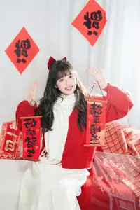 YiTuYu Vol.8524: Xia Yu Xiao Nian Embraces Lunar New Year in Radiant Red Sweater Style-11