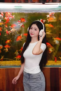 VGU No.124: Girl Reading Relaxing Amidst a Vibrant Aquarium-2