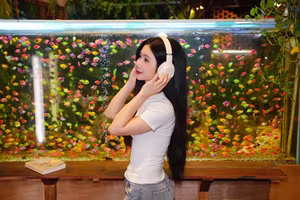 VGU No.124: Girl Reading Relaxing Amidst a Vibrant Aquarium-7
