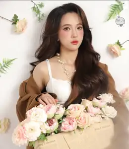 VGU No.177: Elegant Muse: Alluring Beauty in Brown Blazer & White Lace Amidst a Dreamy Floral Setting-4