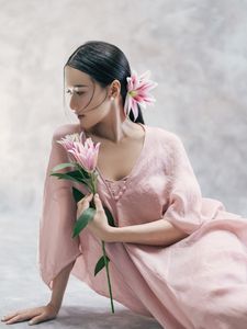Artistic Portrait: Elegant Asian Woman with Lilies-9