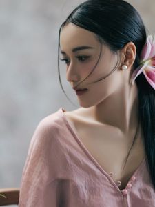 Artistic Portrait: Elegant Asian Woman with Lilies-0