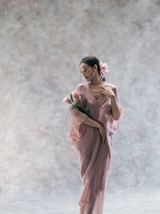 Artistic Portrait: Elegant Asian Woman with Lilies-6
