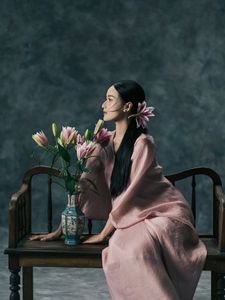 Artistic Portrait: Elegant Asian Woman with Lilies-2