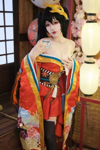 Coser Yi Mi Ba De Da Li Zi Transforms into Taihou Kimono: Alluring Beauty in Traditional Japanese Attire.-12