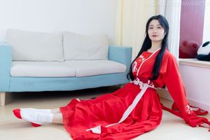 Chinese Model Rongrong No.2328: Elegant Hanfu in Radiant Red Traditional Attire-13