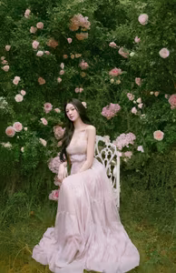 VGU No.145: Captivating Beauty in Ethereal Fashion Amidst a Dreamy Rose Garden-6