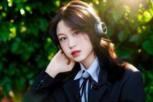 Discover the captivating smile of an Asian girl amidst vibrant nature-3