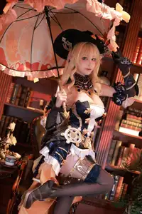 Shui Miao Aqua's Stunning Navia Cosplay: Genshin Impact Elegance in a Grand Library-6