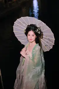 VGU No.175: Ethereal Asian Beauty In Traditional Attire Amidst A Dazzling Nightscape Of Lights-5