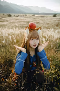 Coser Ely_eee: Holo's Radiant "Soft Glow" Cosplay Amidst Warm Grass-22