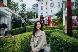 VGU No.66: Radiant Vietnamese Girl Blooms Amidst Dreamy Purple Flowers-0