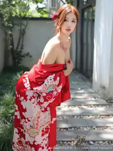 Jin Yun Xi Yuki: Enchanting Beauty in a Fiery Red Kimono, Captivating Every Gaze - XiuRen No.10683-34