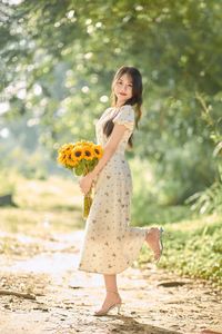Charming Beauty with Sunflowers in a Natural Landscape-15