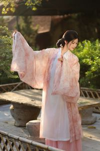 Explore East Asian Traditional Beauty: An Elegant Muse in Soft Pastel Attire.-1